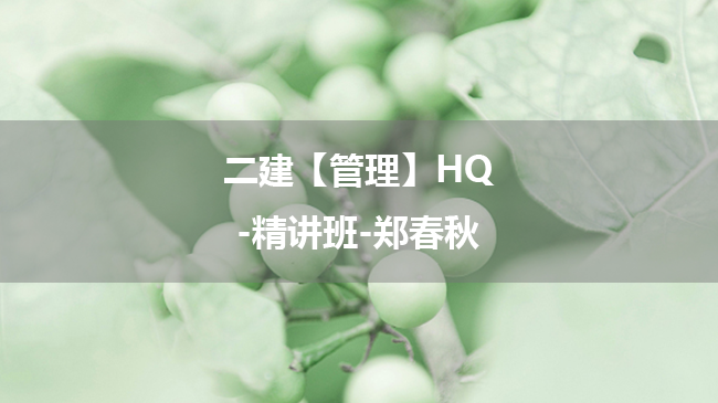 郑春秋2025年二级建造师【管理】HQ-精讲班百度云网盘下载