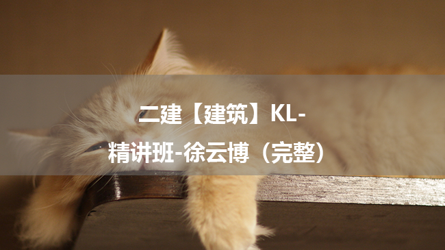 徐云博2025年二级建造师【建筑】KL-精讲班百度云网盘下载-（完整）