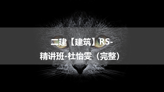 杜怡雯2025年二级建造师【建筑】RS-精讲班百度云网盘下载-（完整）