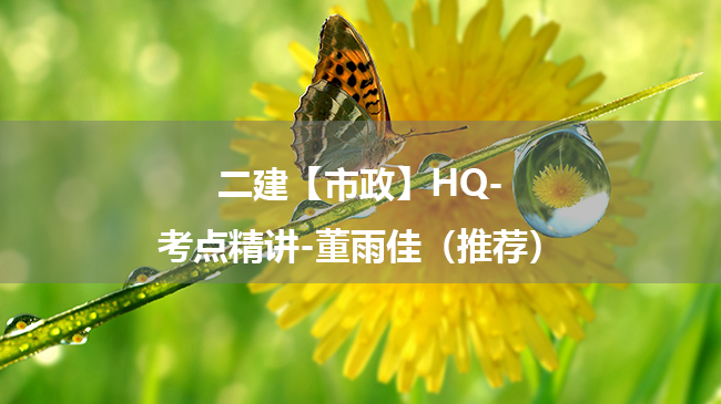 董雨佳2025年二级建造师【市政】HQ-考点精讲百度云网盘下载-（推荐）